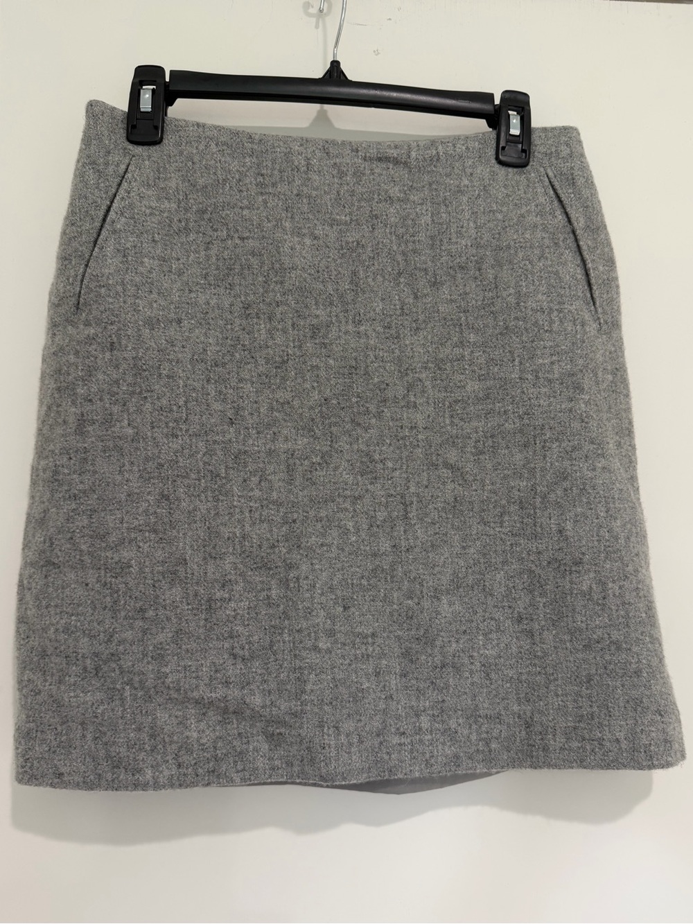 Talbots Gray Wool Blend Tweed A-Line Mini Skirt 8P Petites Structured Pockets